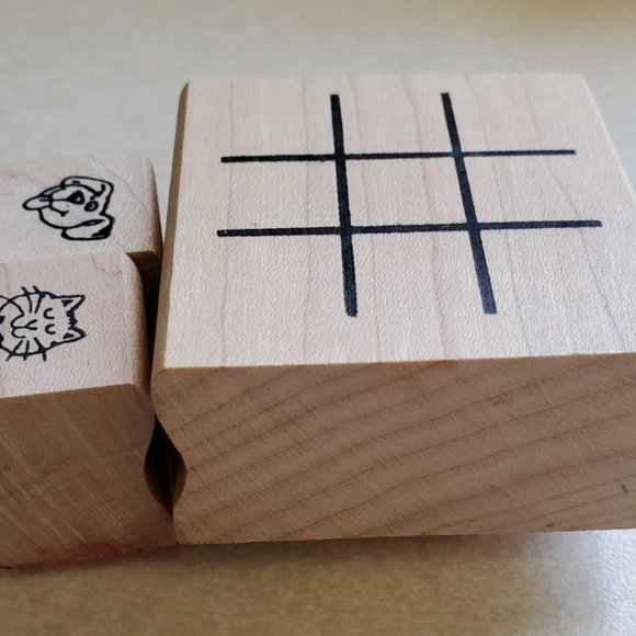HOST PICK - DOG and CAT Rubber Stamp Tic Tac Toe Set - 3 Stamps🐶🐾 - Picture 3 of 4